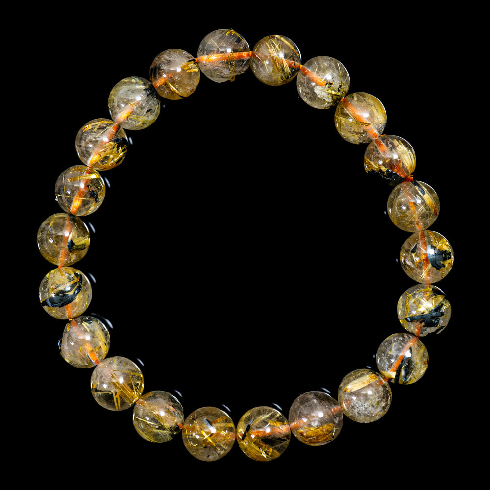 【9.0mm太陽ルチル(ヘマタイト/ルチル)】ルチルクォーツ 9.0mm玉 ブレスレット 手首サイズ16.5cm