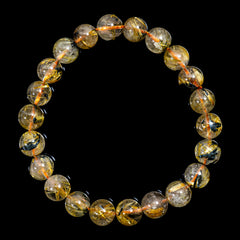 【9.0mm太陽ルチル(ヘマタイト/ルチル)】ルチルクォーツ 9.0mm玉 ブレスレット 手首サイズ16.5cm