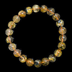 【9.0mm太陽ルチル(ヘマタイト/ルチル)】ルチルクォーツ 9.0mm玉 ブレスレット 手首サイズ16.5cm