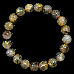 【10.0mm太陽ルチル(ヘマタイト/ルチル)】ルチルクォーツ 10.0mm玉 ブレスレット 手首サイズ17cm