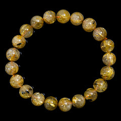 【9.3mm太陽ルチル(ヘマタイト/ルチル)】ルチルクォーツ 9.3mm玉 ブレスレット 手首サイズ16.5cm