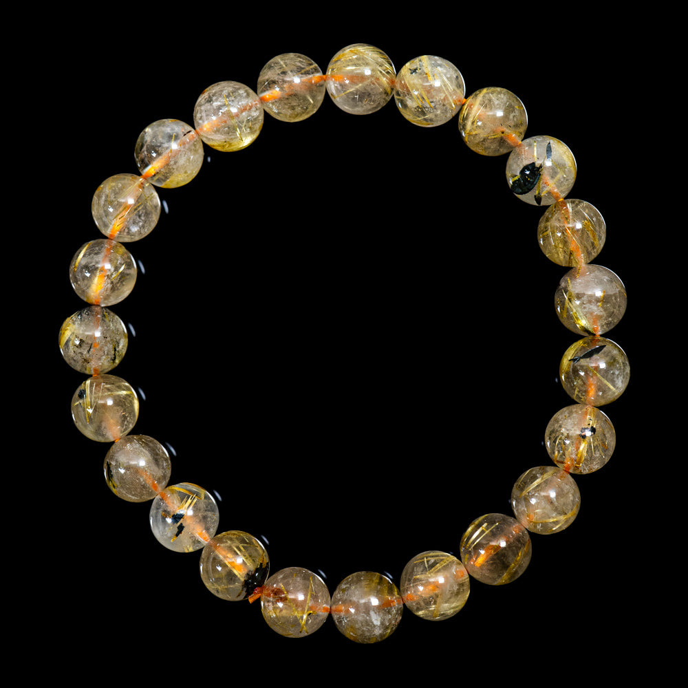 【8.3mm太陽ルチル(ヘマタイト/ルチル)】ルチルクォーツ 8.3mm玉 ブレスレット 手首サイズ16cm