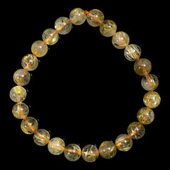 【8.3mm太陽ルチル(ヘマタイト/ルチル)】ルチルクォーツ 8.3mm玉 ブレスレット 手首サイズ17cm