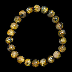 【8.8mm太陽ルチル(ヘマタイト/ルチル)】ルチルクォーツ 8.8mm玉 ブレスレット 手首サイズ16cm