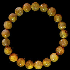 【9.5mm迫力満点ゴールドルチル】ルチルクォーツ 9.5mm玉 タイチン ブレスレット 手首サイズ16.0cm