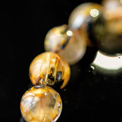 【7.5mm太陽(放射)タイプ】ルチルクォーツ 7.5mm玉 タイチン ブレスレッド 手首サイズ16.5cm