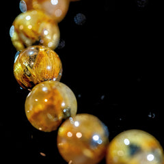 【11.5mm迫力満点太陽放射ルチル】ルチルクォーツ 11.5mm玉 タイチン ブレスレッド 手首サイズ16.5cm