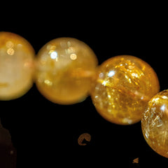 【14mm迫力満点スモーキーゴールドルチル】ルチルクォーツ 14mm玉 タイチン ブレスレッド 手首サイズ16.5cm