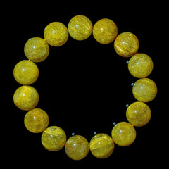 【14mm迫力満点ゴールドルチル】ルチルクォーツ 14mm玉 タイチン ブレスレッド 手首サイズ16.0cm