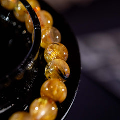 【太陽(放射)タイプ】ルチルクォーツ 7mm玉 タイチン ブレスレッド 手首サイズ16.5cm