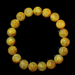 【10.5mmスモーキーゴールドルチル】ルチルクォーツ 10.5mm玉 タイチン ブレスレッド 手首サイズ16.5cm