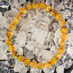 【太陽(放射)タイプ】ルチルクォーツ 7mm玉 タイチン ブレスレッド 手首サイズ16.5cm