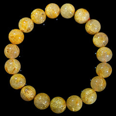 【14mm迫力満点ゴールドルチル】ルチルクォーツ 14mm玉 タイチン ブレスレッド 手首サイズ16.0cm