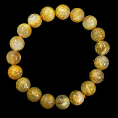 【14mm迫力満点ゴールドルチル】ルチルクォーツ 14mm玉 タイチン ブレスレッド 手首サイズ16.0cm