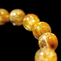 【12mm迫力抜群クリアタイプゴールドルチル】ルチルクォーツ 12mm玉 タイチン ブレスレッド 手首サイズ15.7cm