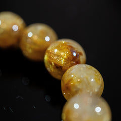 【10mm迫力満点ゴールドルチル】ルチルクォーツ 10mm玉 タイチン ブレスレッド 手首サイズ16.0cm
