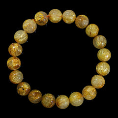 【10mm迫力満点ゴールドルチル】ルチルクォーツ 10mm玉 タイチン ブレスレッド 手首サイズ16.0cm