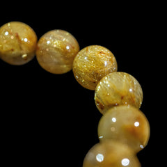 【10mm迫力満点ゴールドルチル】ルチルクォーツ 10mm玉 タイチン ブレスレッド 手首サイズ16.0cm