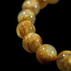 【10mm迫力満点ゴールドルチル】ルチルクォーツ 10mm玉 タイチン ブレスレッド 手首サイズ16.0cm