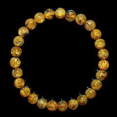 【7.2mmハイクオリティ太陽(放射)タイプ】ルチルクォーツ 7.2mm玉 タイチン ブレスレッド 手首サイズ16.5cm