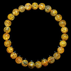 【7.2mmハイクオリティ太陽(放射)タイプ】ルチルクォーツ 7.2mm玉 タイチン ブレスレッド 手首サイズ16.5cm