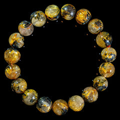 【11.5mm迫力満点太陽放射ルチル】ルチルクォーツ 11.5mm玉 タイチン ブレスレッド 手首サイズ16.5cm