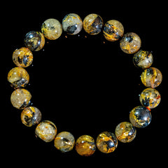 【11.5mm迫力満点太陽放射ルチル】ルチルクォーツ 11.5mm玉 タイチン ブレスレッド 手首サイズ16.5cm