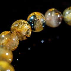 【11.5mm迫力満点太陽放射ルチル】ルチルクォーツ 11.5mm玉 タイチン ブレスレッド 手首サイズ16.5cm