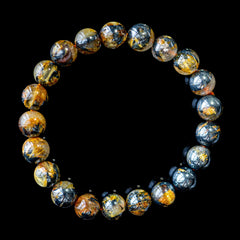 【9mm太陽(放射)タイプ】ルチルクォーツ 9mm玉 タイチン ブレスレッド 手首サイズ16.5cm