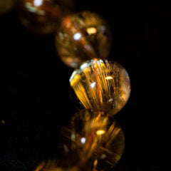 【14.5mmクリアタイプゴールドルチル】ルチルクォーツ 14.5mm玉 タイチン ブレスレット 手首サイズ18cm