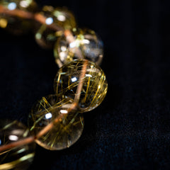 【18.0mmクリアタイプゴールドルチル】ルチルクォーツ 18.0mm玉 タイチン ブレスレット 手首サイズ18cm