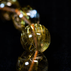 【18.0mmクリアタイプゴールドルチル】ルチルクォーツ 18.0mm玉 タイチン ブレスレット 手首サイズ18cm