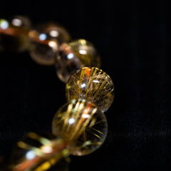 【15.5mmクリアタイプゴールドルチル】ルチルクォーツ 15.5mm玉 タイチン ブレスレット 手首サイズ16.5cm