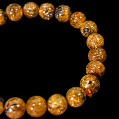 【8.7mm太陽ルチル(ヘマタイト/ルチル)】ルチルクォーツ 8.7mm玉 ブレスレット 手首サイズ16.5cm