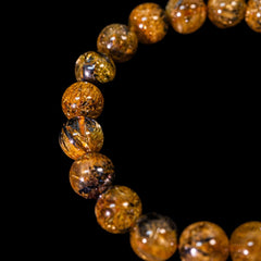 【8.7mm太陽ルチル(ヘマタイト/ルチル)】ルチルクォーツ 8.7mm玉 ブレスレット 手首サイズ16.5cm