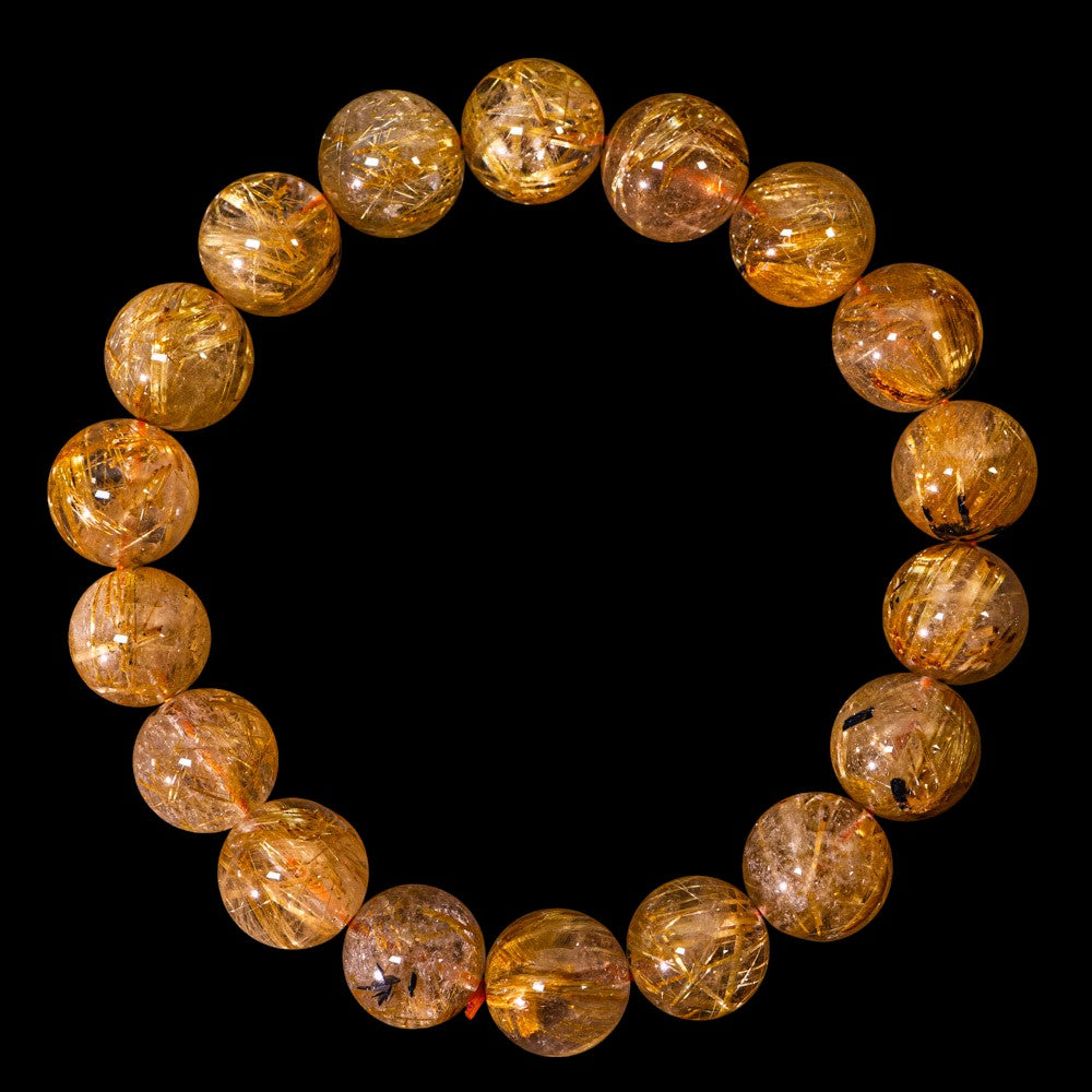 【11.5mm太陽ルチル(ヘマタイト/ルチル)】ルチルクォーツ 11.5mm玉 ブレスレット 手首サイズ16.5cm