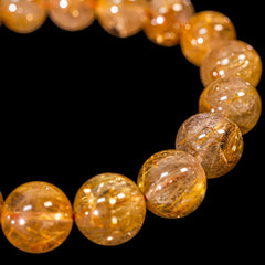 【11.5mm太陽ルチル(ヘマタイト/ルチル)】ルチルクォーツ 11.5mm玉 ブレスレット 手首サイズ16.5cm