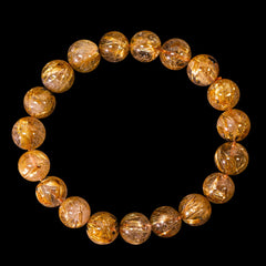 【11.5mm太陽ルチル(ヘマタイト/ルチル)】ルチルクォーツ 11.5mm玉 ブレスレット 手首サイズ16.5cm