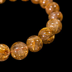 【11.5mm太陽ルチル(ヘマタイト/ルチル)】ルチルクォーツ 11.5mm玉 ブレスレット 手首サイズ16.5cm