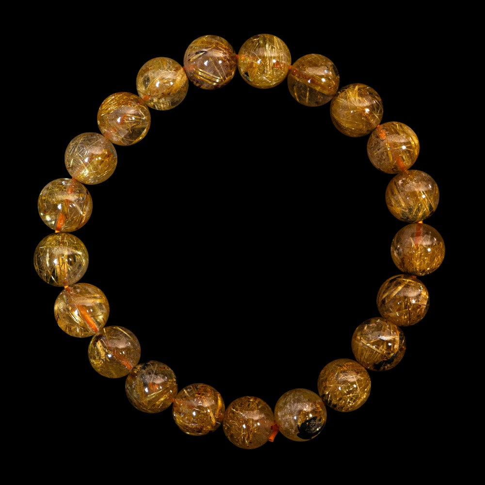 【9.0mm太陽ルチル(ヘマタイト/ルチル)】ルチルクォーツ 9.0mm玉 ブレスレット 手首サイズ16cm RQSD090-014