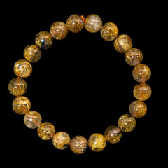 【9.0mm太陽ルチル(ヘマタイト/ルチル)】ルチルクォーツ 9.0mm玉 ブレスレット 手首サイズ16cm RQSD090-014