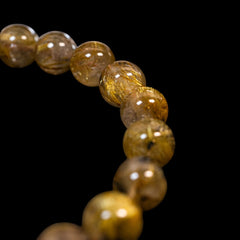 【9.0mm太陽ルチル(ヘマタイト/ルチル)】ルチルクォーツ 9.0mm玉 ブレスレット 手首サイズ16cm RQSD090-014