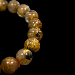 【9.0mm太陽ルチル(ヘマタイト/ルチル)】ルチルクォーツ 9.0mm玉 ブレスレット 手首サイズ16cm RQSD090-014