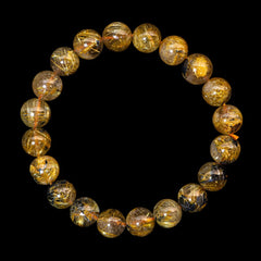 【9.5mm太陽ルチル(ヘマタイト/ルチル)】ルチルクォーツ 9.5mm玉 ブレスレット 手首サイズ16cm RQSD095-003