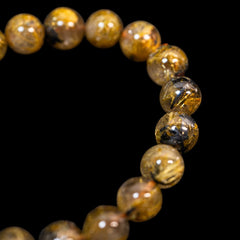 【9.5mm太陽ルチル(ヘマタイト/ルチル)】ルチルクォーツ 9.5mm玉 ブレスレット 手首サイズ16cm RQSD095-003