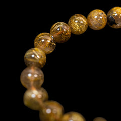 【9.5mm太陽ルチル(ヘマタイト/ルチル)】ルチルクォーツ 9.5mm玉 ブレスレット 手首サイズ16cm RQSD095-003