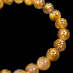 【8.8mm太陽ルチル(ヘマタイト/ルチル)】ルチルクォーツ 8.8mm玉 ブレスレット 手首サイズ16.5cm RQSD088-003