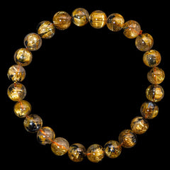 【8.0mm太陽ルチル(ヘマタイト/ルチル)】ルチルクォーツ 8.0mm玉 ブレスレット 手首サイズ16cm RQSD080-034