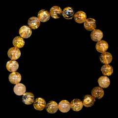 【8.0mm太陽ルチル(ヘマタイト/ルチル)】ルチルクォーツ 8.0mm玉 ブレスレット 手首サイズ16cm RQSD080-034