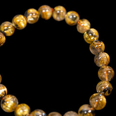 【8.0mm太陽ルチル(ヘマタイト/ルチル)】ルチルクォーツ 8.0mm玉 ブレスレット 手首サイズ16cm RQSD080-034